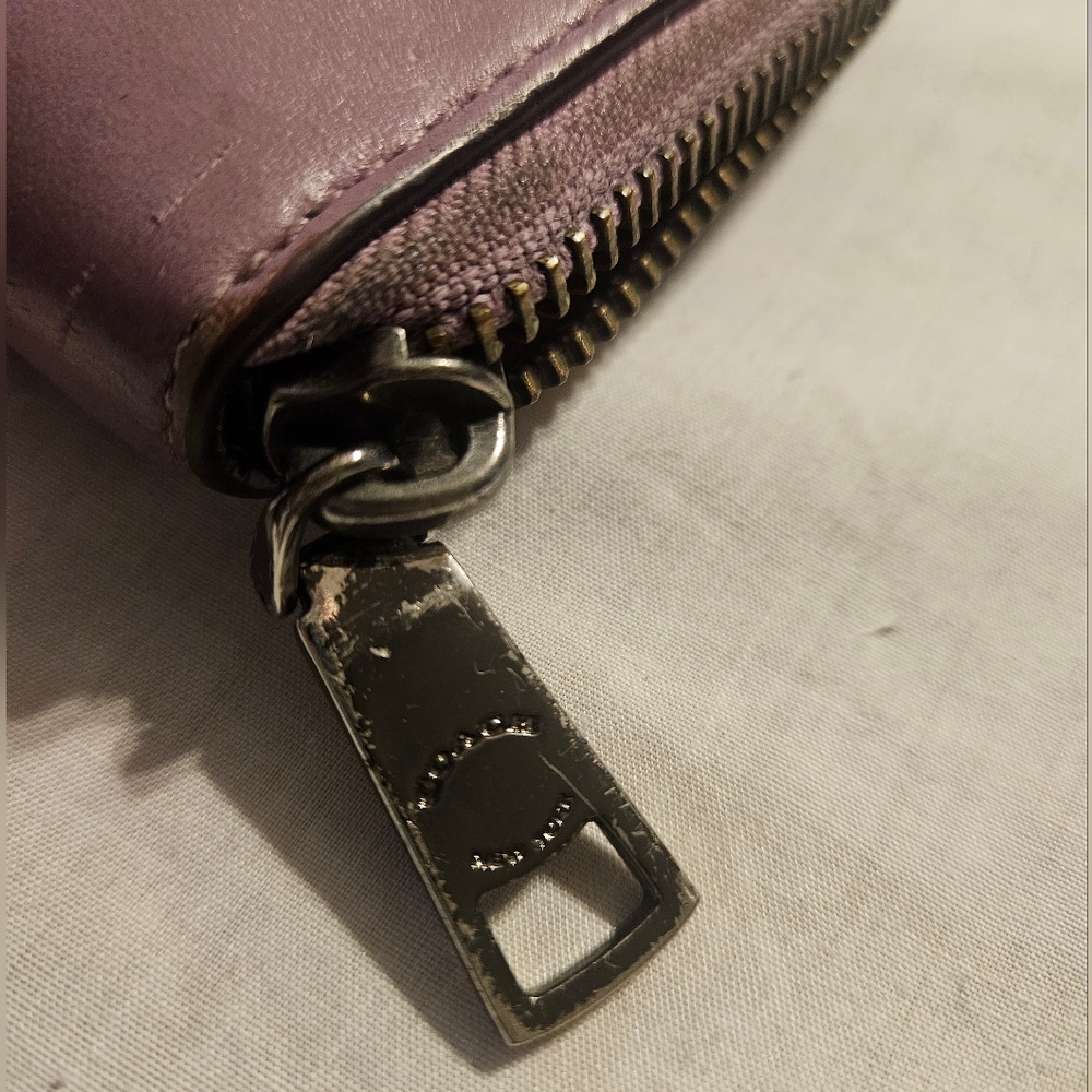 Coach Purple Leather Zip Wallet - GUC - Picture 7 of 9